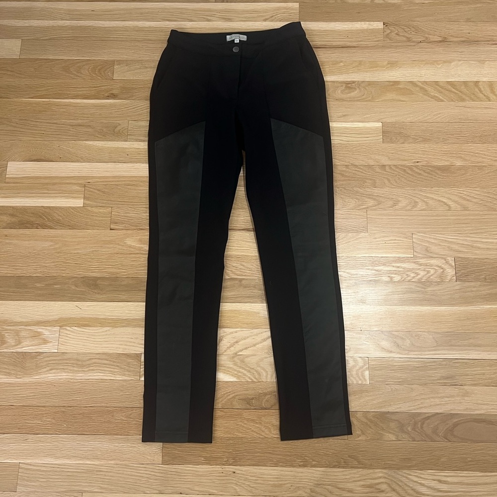 Black Pants with Leather Detail